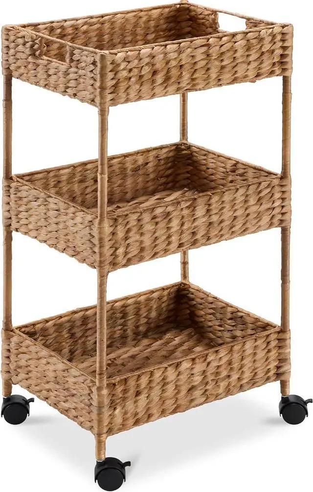 Main image of Best Choice Products Carrito de guardería con ruedas de jacinto de agua de 3 niveles con ruedas, carrito de utilidad, organización de almacenamiento para baño, sala de manualidades, lavadero, color