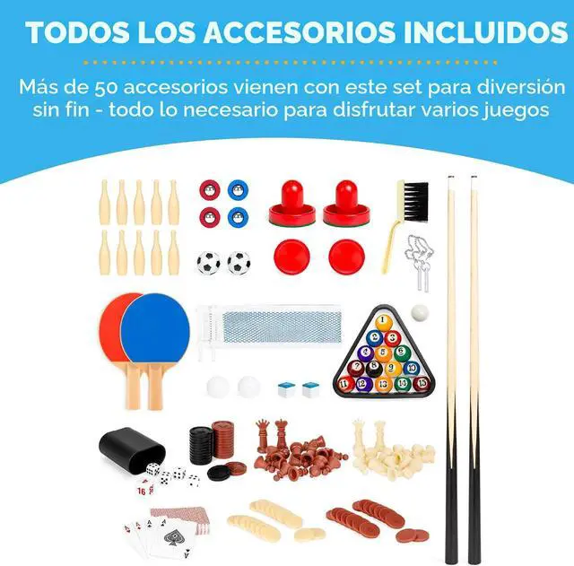 Alt view image 6 of 6 - Juego de mesa de juego combinado de 2 x 4 pies para el hogar, sala de juegos, amigos y familia con hockey, futbolín, piscina, tejo, ping pong, ajedrez, damas, bolos y backgammon