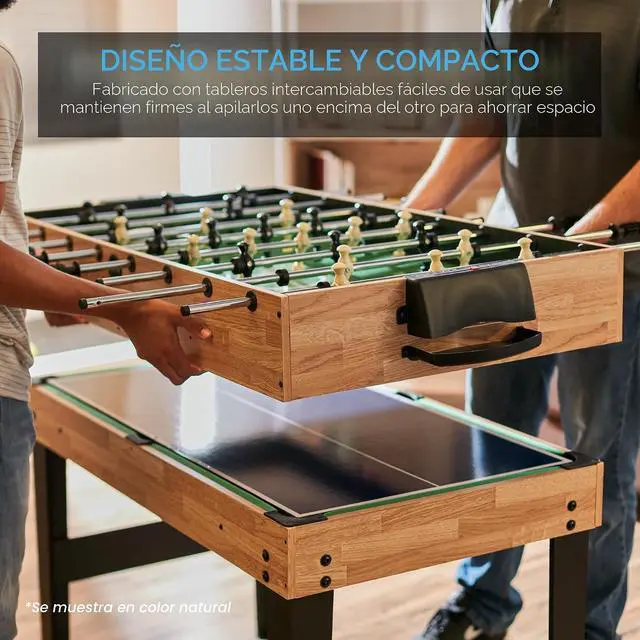 Alt view image 5 of 6 - Juego de mesa de juego combinado de 2 x 4 pies para el hogar, sala de juegos, amigos y familia con hockey, futbolín, piscina, tejo, ping pong, ajedrez, damas, bolos y backgammon