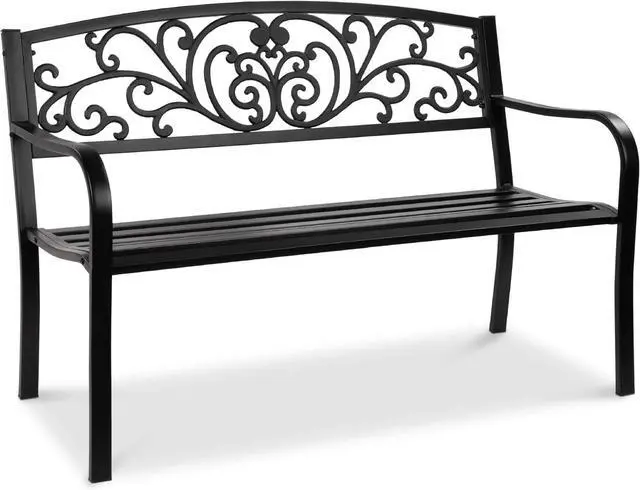 Main image of Mejor Elección Productos 50 in patio parque banco de jardín patio marco de acero inoxidable muebles al aire porche silla, L, Negro