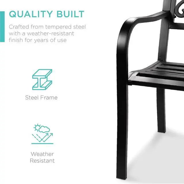 Alt view image 7 of 7 - Mejor Elección Productos 50 in patio parque banco de jardín patio marco de acero inoxidable muebles al aire porche silla, L, Negro