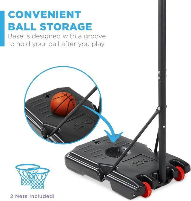 Alt view image 3 of 7 - Canasta de baloncesto para niños con altura ajustable, tablero portátil con 2 ruedas, base rellenable, de 70.5 a 82.3 pulgadas de alto