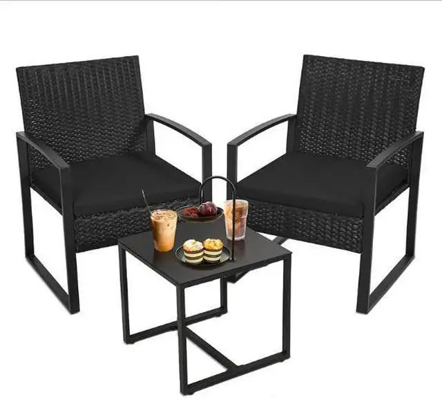 Main image of Outdoor courtyard wicker three-piece sofa chair and coffee table set