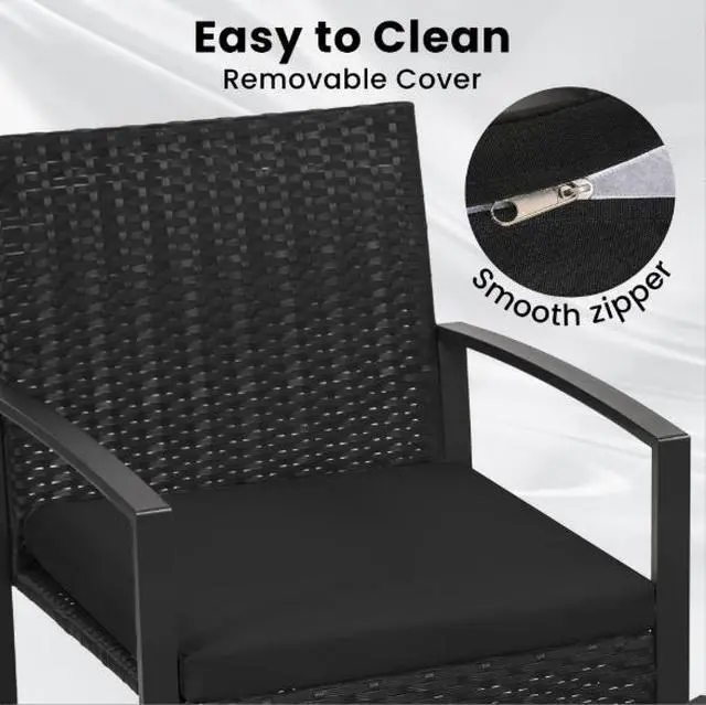 Alt view image 5 of 5 - Outdoor courtyard wicker three-piece sofa chair and coffee table set