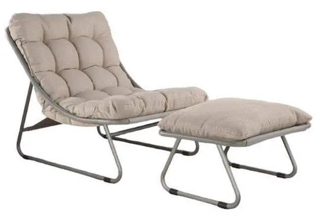 Main image of Modern outdoor patio furniture set - sun lounger with swollen cushions and footrest