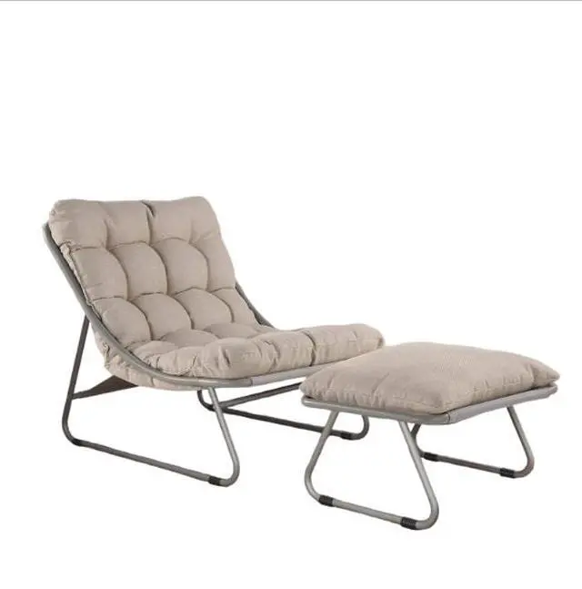 Alt view image 2 of 4 - Modern outdoor patio furniture set - sun lounger with swollen cushions and footrest