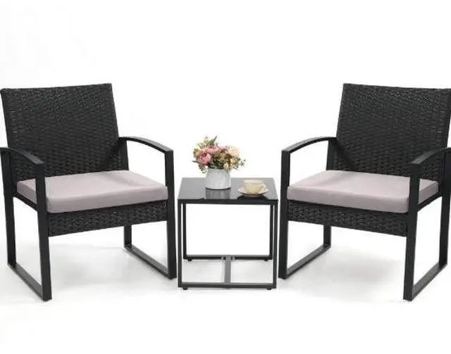 Main image of Outdoor courtyard woven sofa - Garden terrace villa woven chair and coffee table set - Three-piece set for leisure tea table set
