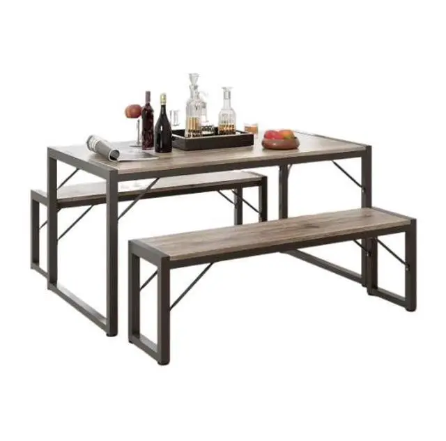 Alt view image 2 of 5 - A dining table and two chairs in a set, an economical type of dining table