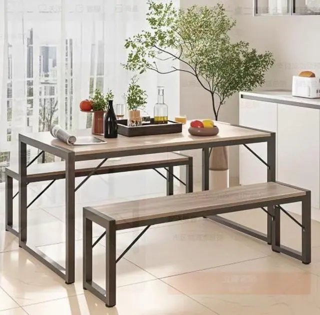 Alt view image 5 of 5 - A dining table and two chairs in a set, an economical type of dining table