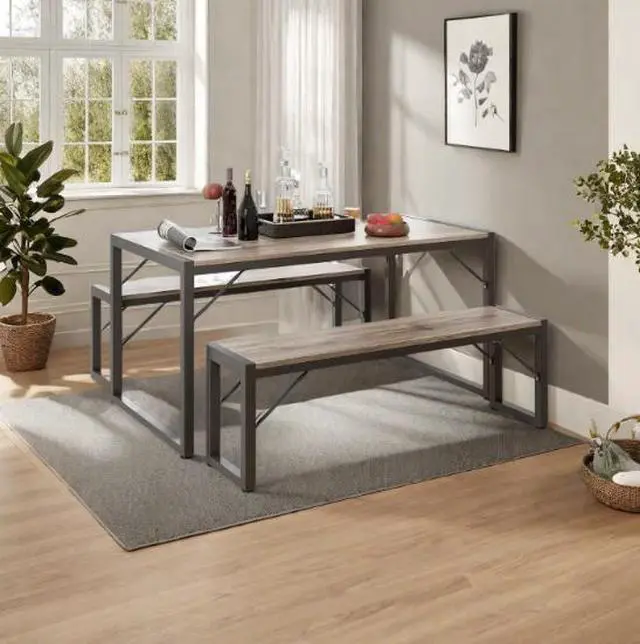 Alt view image 3 of 5 - A dining table and two chairs in a set, an economical type of dining table