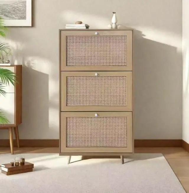 Alt view image 3 of 3 - Shoe rack chest of drawers, popular in the market. Panel-style furniture. European-style bedroom assembly cabinets. Chest of drawers made of rattan. Shoe cabinet.