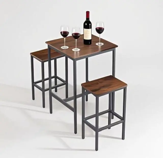 Alt view image 4 of 4 - Industrial style metal bar tables and chairs. Outdoor and indoor dual-purpose bar table and dining furniture. Durable and slip-resistant high-legged stools set.