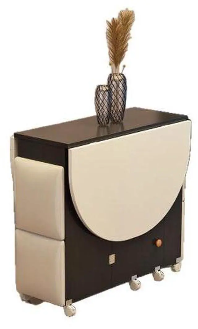 Main image of A foldable household dining table that can be moved and extended, a rectangular simple small-sized multi-functional dining chair and table set for eating.