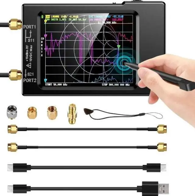 Main image of NanoVNA-H, a 2.8-inch vector network analyzer, supports antenna network analysis from 50KHz to 900MHz.