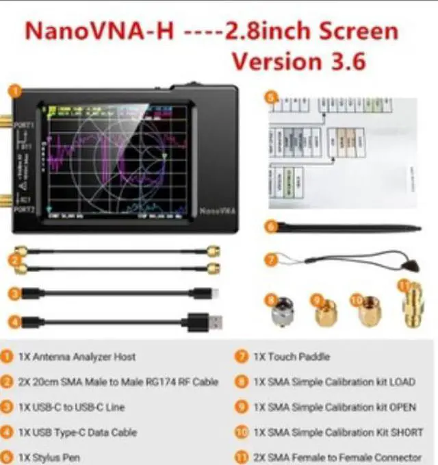 Alt view image 6 of 6 - NanoVNA-H, a 2.8-inch vector network analyzer, supports antenna network analysis from 50KHz to 900MHz.