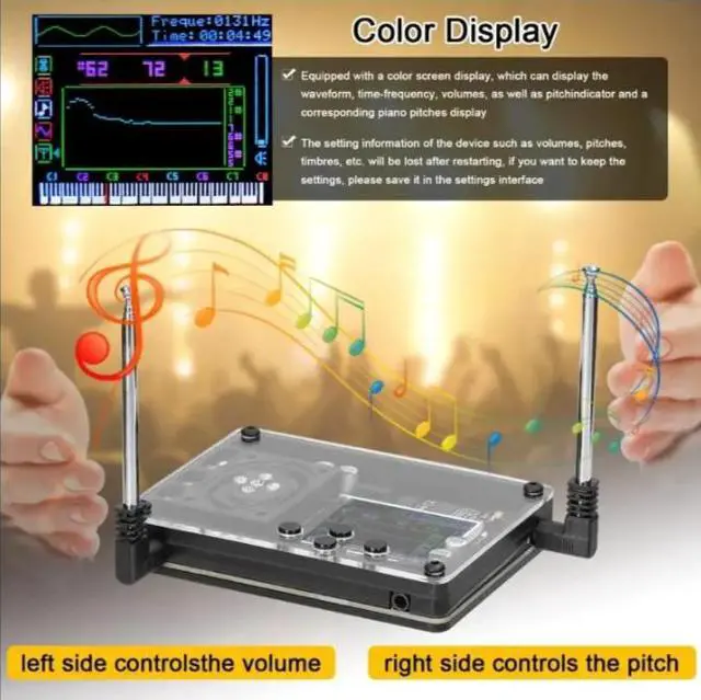 Alt view image 6 of 6 - Mini Theremin music electronic creative instrument retro multi-sound creative toy OLED screen