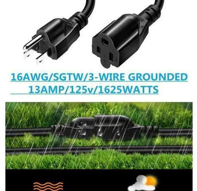 Alt view image 5 of 5 - Short Power Extension Cord ,16AWG/13A,Outlet Saver, 3 Prong Male Plug to Female Socket Heavy Duty Power Extension Cable(1FT/0.3M)