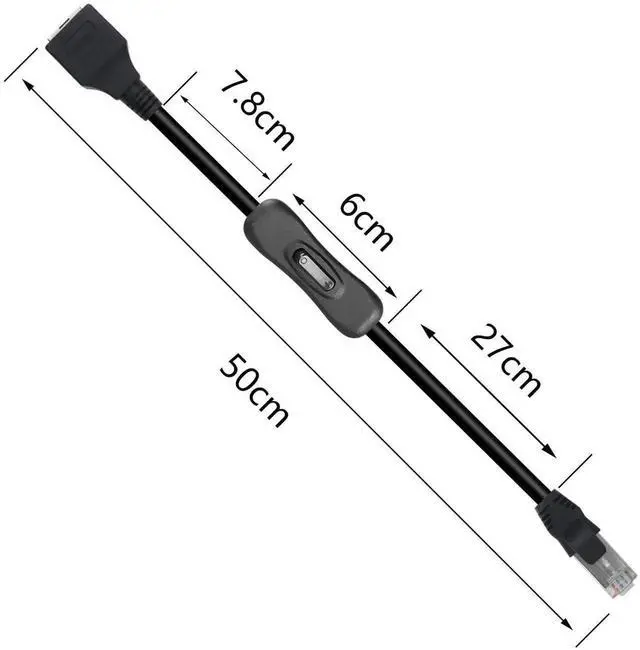 Alt view image 7 of 7 - RJ45 Cat5e Ethernet Patch Cable Switch On/Off RJ45 Male to Female High Speed Right Angle Internet Network Cable LAN with Disconnect Switch for Cat5e/Cat5, Black(50CM/1.6Ft)