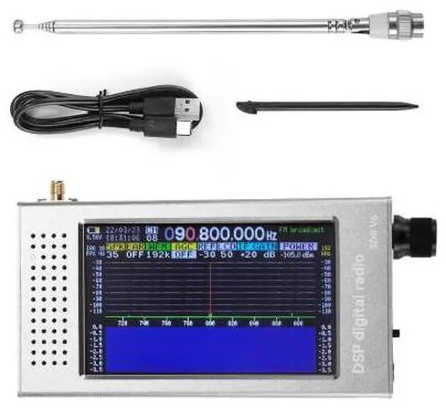 Main image of SDR DSP Radio V6 with optional features. 1.10d firmware. Radio shortwave. Aluminum alloy casing. Silver