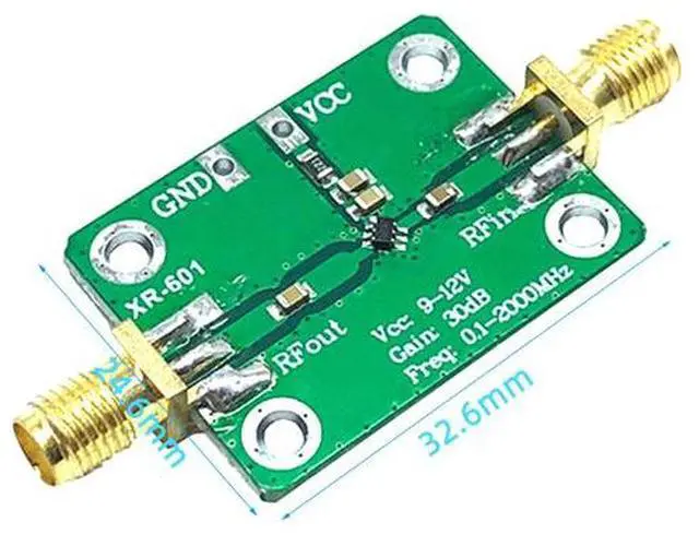 Main image of RF wideband amplifier, low-noise amplifier with medium power LNA (gain range: 0.1 - 2000 MHz, 30 dB)