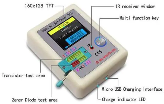Alt view image 2 of 6 - Multifunctional Transistor Tester LCR-TC1 - Full-color screen display. Finished diode and capacitor tester.