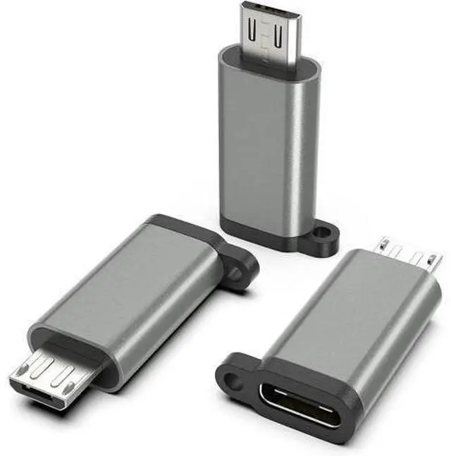 Main image of USB-C to Micro USB Adapter 3-Pack USB Type C Female to Micro USB Male Converter USB C to Micro B 2.0 Charge & Data Sync Compatible with Galaxy S7 S6 J7 Note 5 Kindle Ps4 and More -Grey