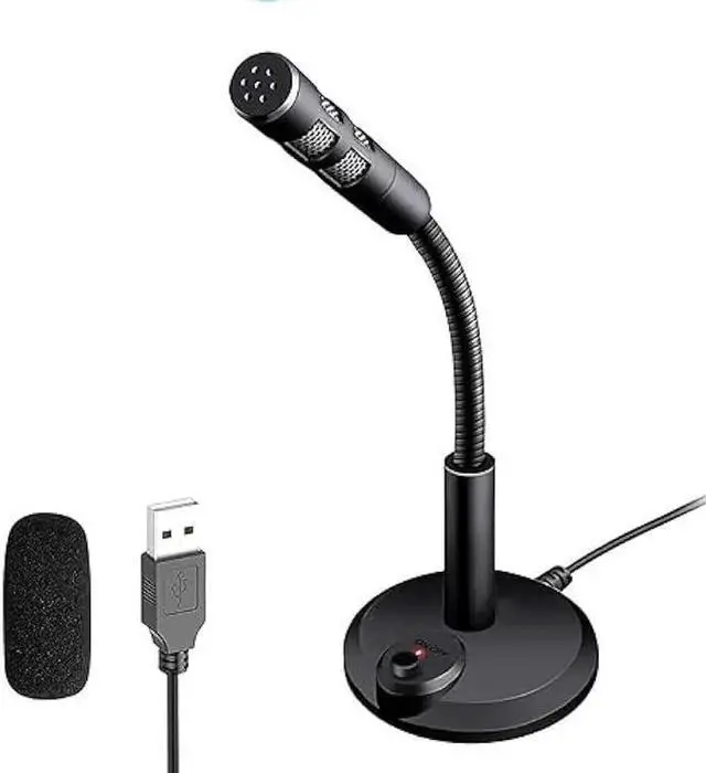 Main image of USB Computer Microphone,Plug and Play Desktop PC Laptop Microphone with Mute Button and LED Indicator for Streaming,Podcasting,Recording,Gaming,Skype,YouTube Mic for Mac or Window Black.