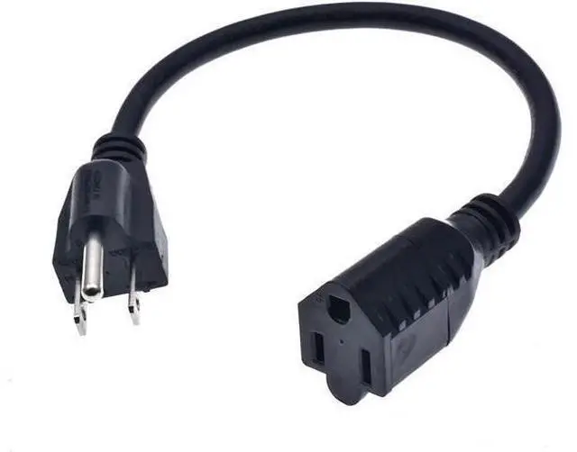 Main image of Short Power Extension Cord ,16AWG/13A,Outlet Saver, 3 Prong Male Plug to Female Socket Heavy Duty Power Extension Cable(1FT/0.3M)