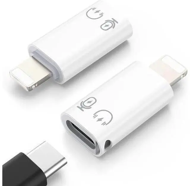 Main image of USB C to Lightning Adapter Audio Lightning to USB C Adapter for Headphones Fits with iPhone 14/13/12/11 Pro Max/iPad/iPod/AirPods Support Charging Audio/Headphone and OTG Function White