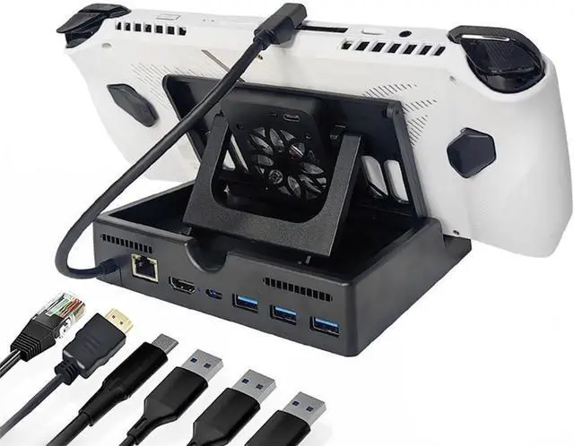 Main image of Docking Station with Cooling Fan for ROG Ally/Steam Deck, Charging Dock Heat Sink with HDMI 2.0 4K@60Hz & Fast Charging & Gigabit Enternet & & USB 3.0 Port for Rog Ally Game Console (6 in 1)