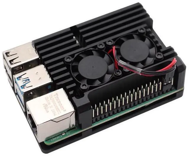 Main image of Aluminum Alloy Metal Armor Case for Raspberry Pi 4 Model B, Dual Fan Cooling Protective Housing Shell with Heat Dissipation Design---Does not include Raspberry Pi 4B board