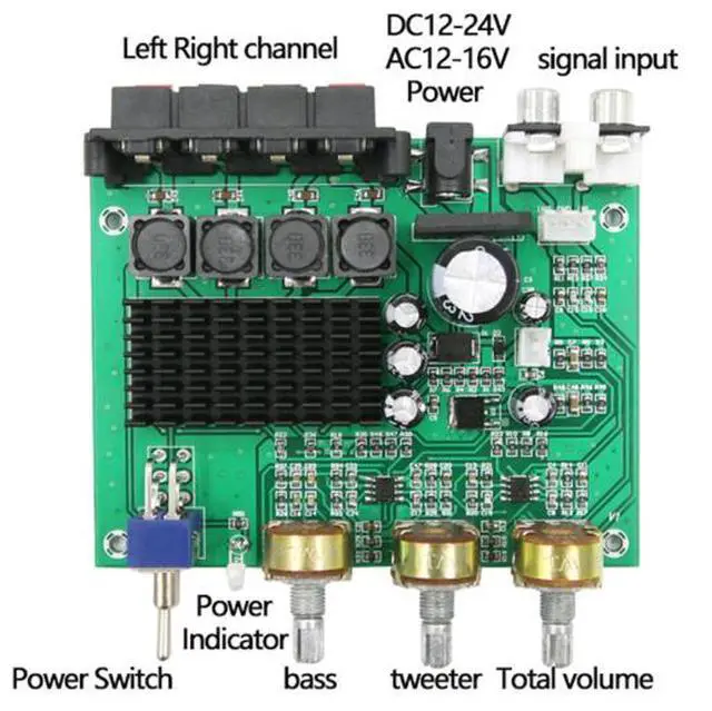 Alt view image 4 of 5 - TPA3116D2 digital power amplifier board - 2*80w dual-channel audio amplifier module with high power capacity
