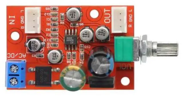 Alt view image 4 of 6 - AD828 operational amplifier preamplifier board, single power supply powered power amplifier preamplifier board with potentiometerAD828 operational amplifier preamplifier board, single power supply pow