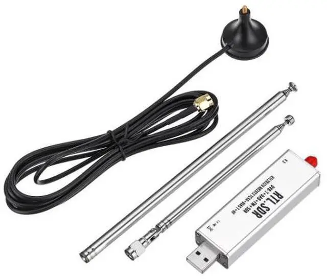 Main image of RTL-SDR V3, R820T2, RTL2832U, 1PPM, TCXO, SSM, RTLSDR Software Defined Radio SDR V3 Silver Complete Set with Antenna