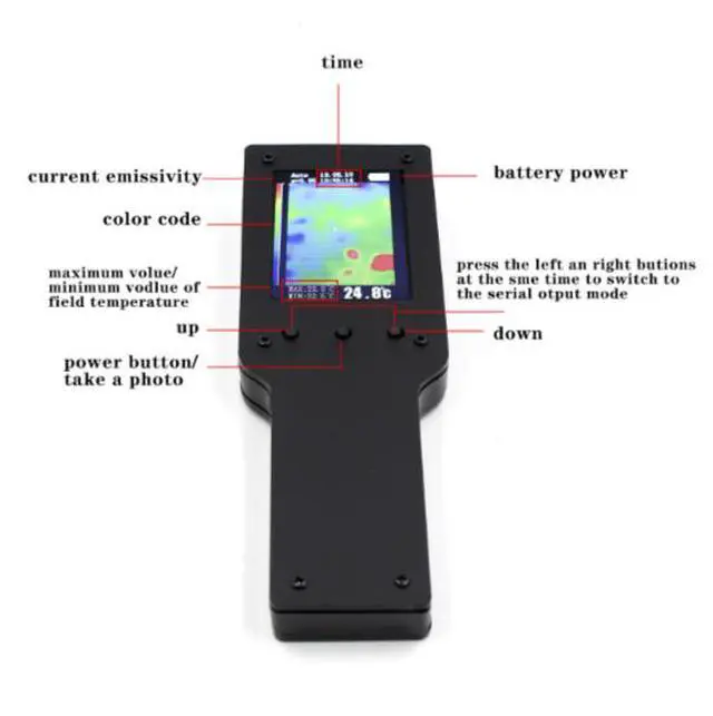 Alt view image 3 of 6 - Infrared thermal imaging MLX90640IR 2.4-inch liquid crystal infrared thermal imager array handheld temperature measurement thermal imager