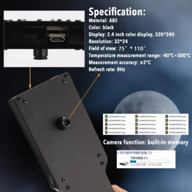 Alt view image 4 of 6 - Infrared thermal imaging MLX90640IR 2.4-inch liquid crystal infrared thermal imager array handheld temperature measurement thermal imager