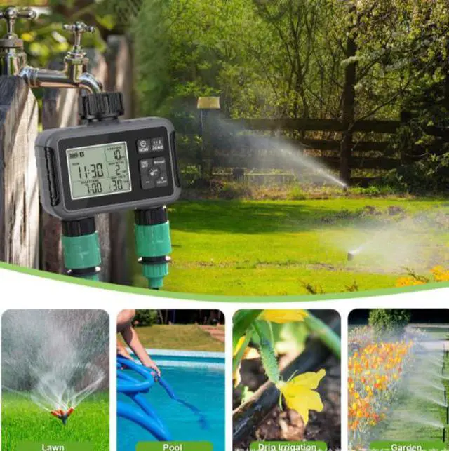 Alt view image 3 of 5 - New model irrigation timer dual outlet water valve outdoor garden intelligent watering controller automatic flower waterer