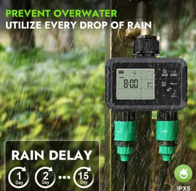 Alt view image 4 of 5 - New model irrigation timer dual outlet water valve outdoor garden intelligent watering controller automatic flower waterer