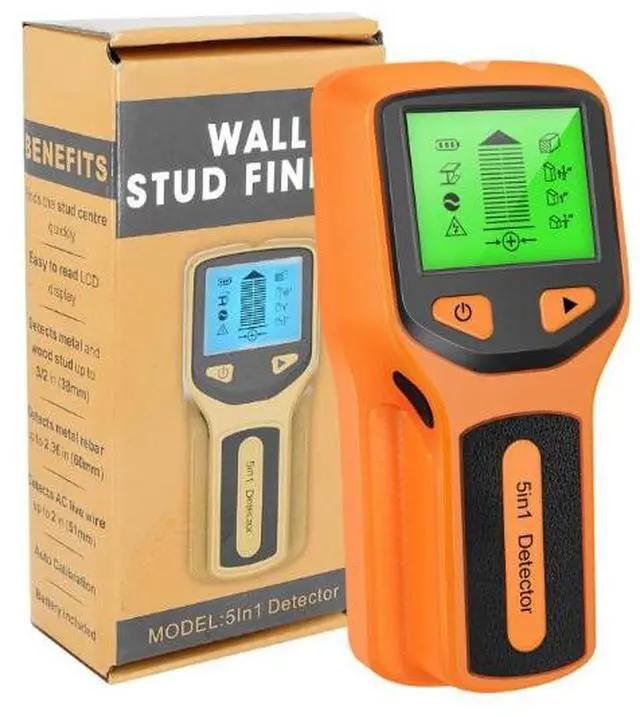 Alt view image 2 of 3 - New 5-in-1 Wall Detector - Stud and Column Detector Measuring Instrument - Wall Metal Detector orange