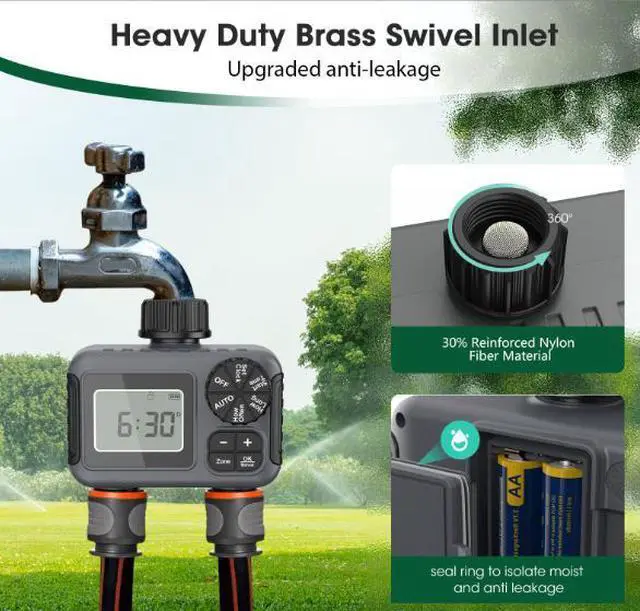 Alt view image 2 of 5 - Irrigation Timer Compact Version Dual Outlet Valve Outdoor Garden Smart Watering Controller Automatic Flower Watering Device