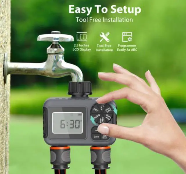 Alt view image 3 of 5 - Irrigation Timer Compact Version Dual Outlet Valve Outdoor Garden Smart Watering Controller Automatic Flower Watering Device