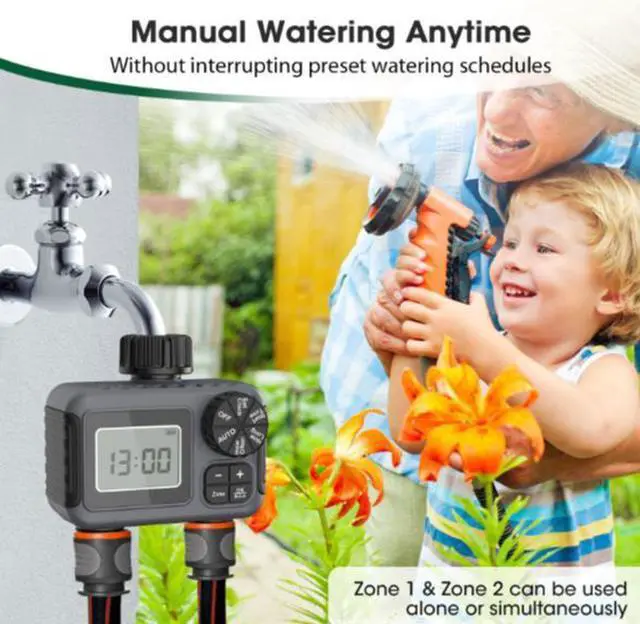 Alt view image 5 of 5 - Irrigation Timer Compact Version Dual Outlet Valve Outdoor Garden Smart Watering Controller Automatic Flower Watering Device