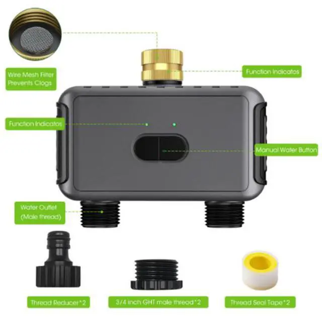 Alt view image 5 of 6 - Irrigation Flower Watering Device - Dual-Way Wi-Fi Smart Timer Adjustable Split-Control for Courtyard and Garden - IP55 Watering for Plants