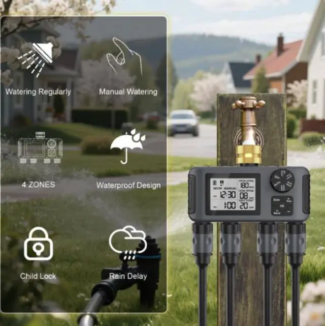 Alt view image 2 of 5 - New outdoor intelligent multi-control four-way valve automatic irrigation timer for outdoor garden flower watering