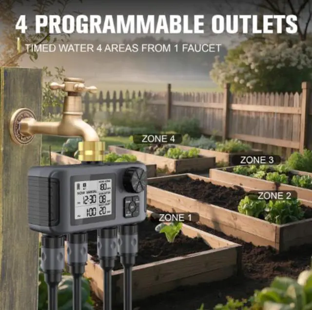 Alt view image 3 of 5 - New outdoor intelligent multi-control four-way valve automatic irrigation timer for outdoor garden flower watering