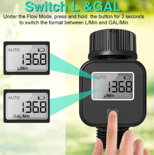 Alt view image 2 of 5 - New product water flow meter for measuring water flow. Records the average water flow every week. Pool, garden and lawn water flow recorder.