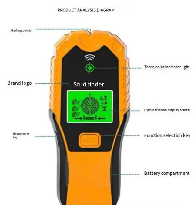 Alt view image 2 of 6 - Portable multi-functional wall detector, metal detector, load-bearing wall wire scanner, concrete reinforcement scanner