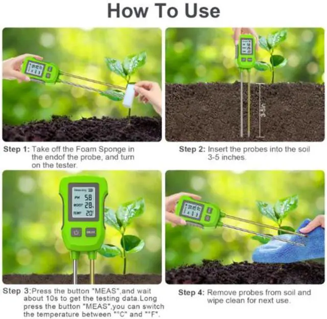 Alt view image 4 of 5 - New digital three-in-one soil tester for pH/temperature/humidity - Soil testing instrument for orchard and pot planting in gardens