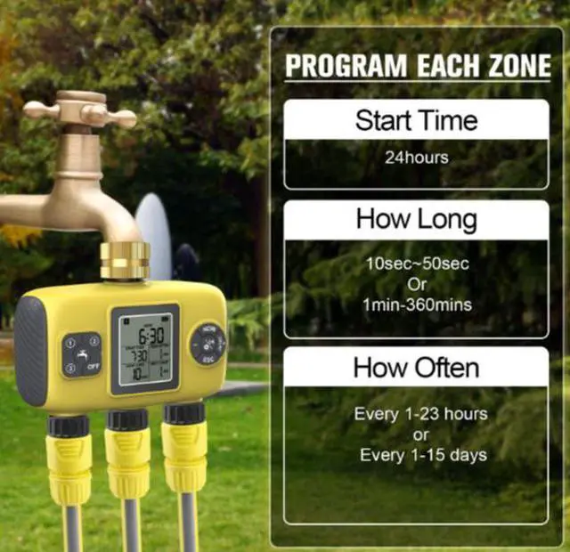 Alt view image 4 of 5 - Intelligent timed gardening automatic watering three-way irrigation watering timer outdoor garden and yard controller for plants