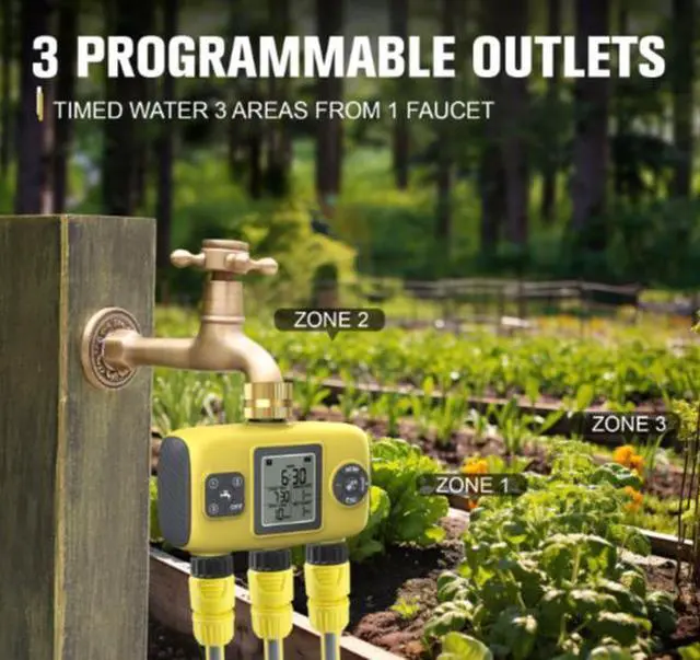 Alt view image 3 of 5 - Intelligent timed gardening automatic watering three-way irrigation watering timer outdoor garden and yard controller for plants